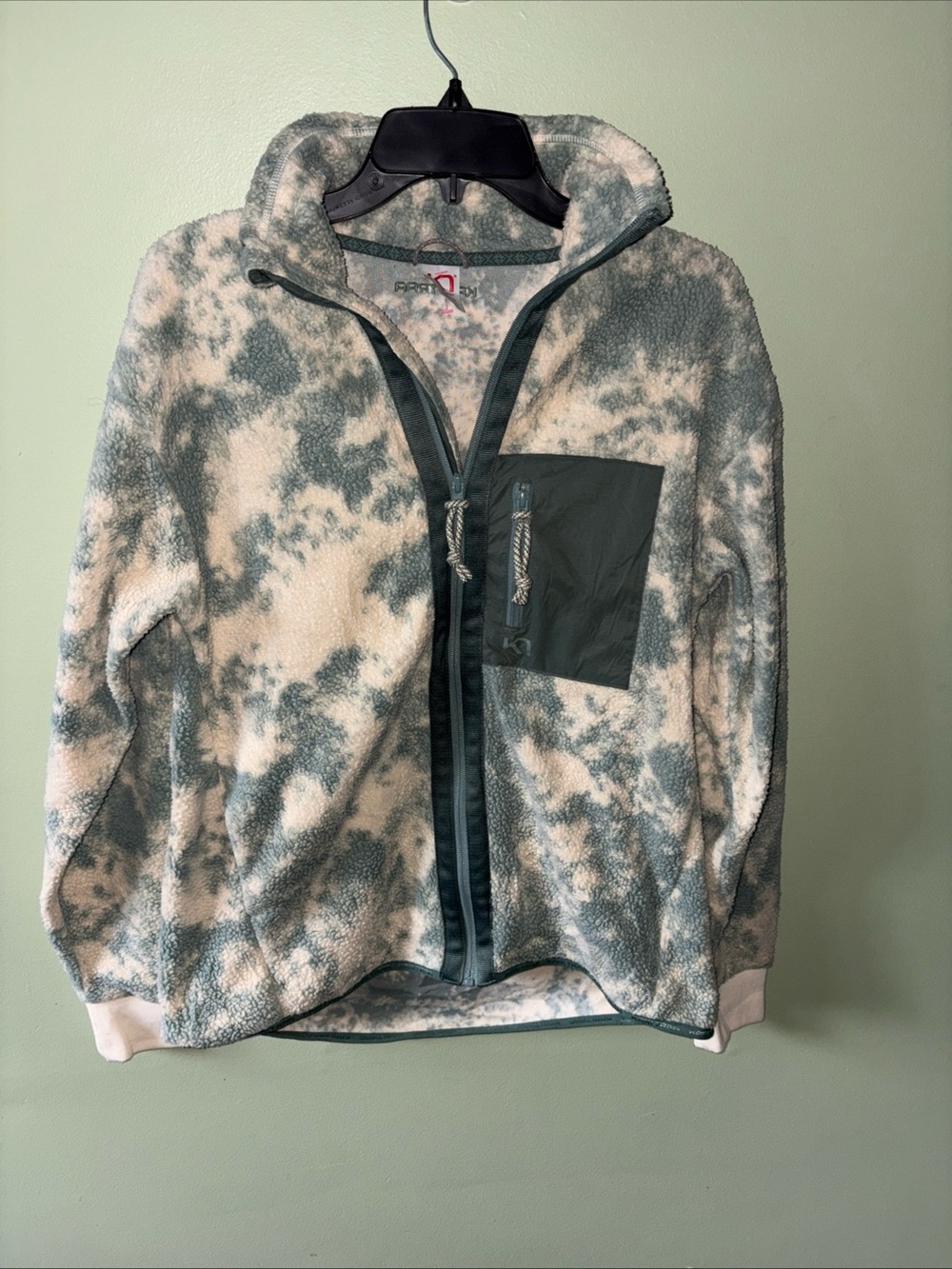 Kari Traa Ann Pile  Fleece Jacket Chest Pocket Zip Up Medium Cream /green
